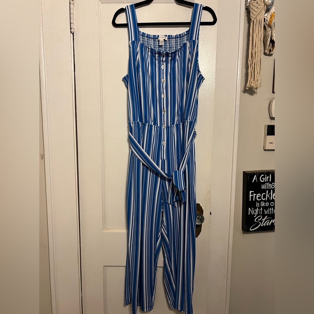 Blue Striped Women's Jumpsuit
